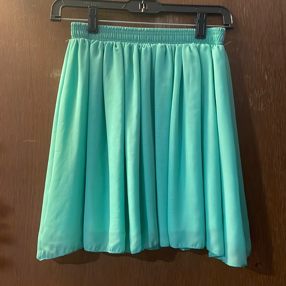 American Apparel teal chiffon skater skirt